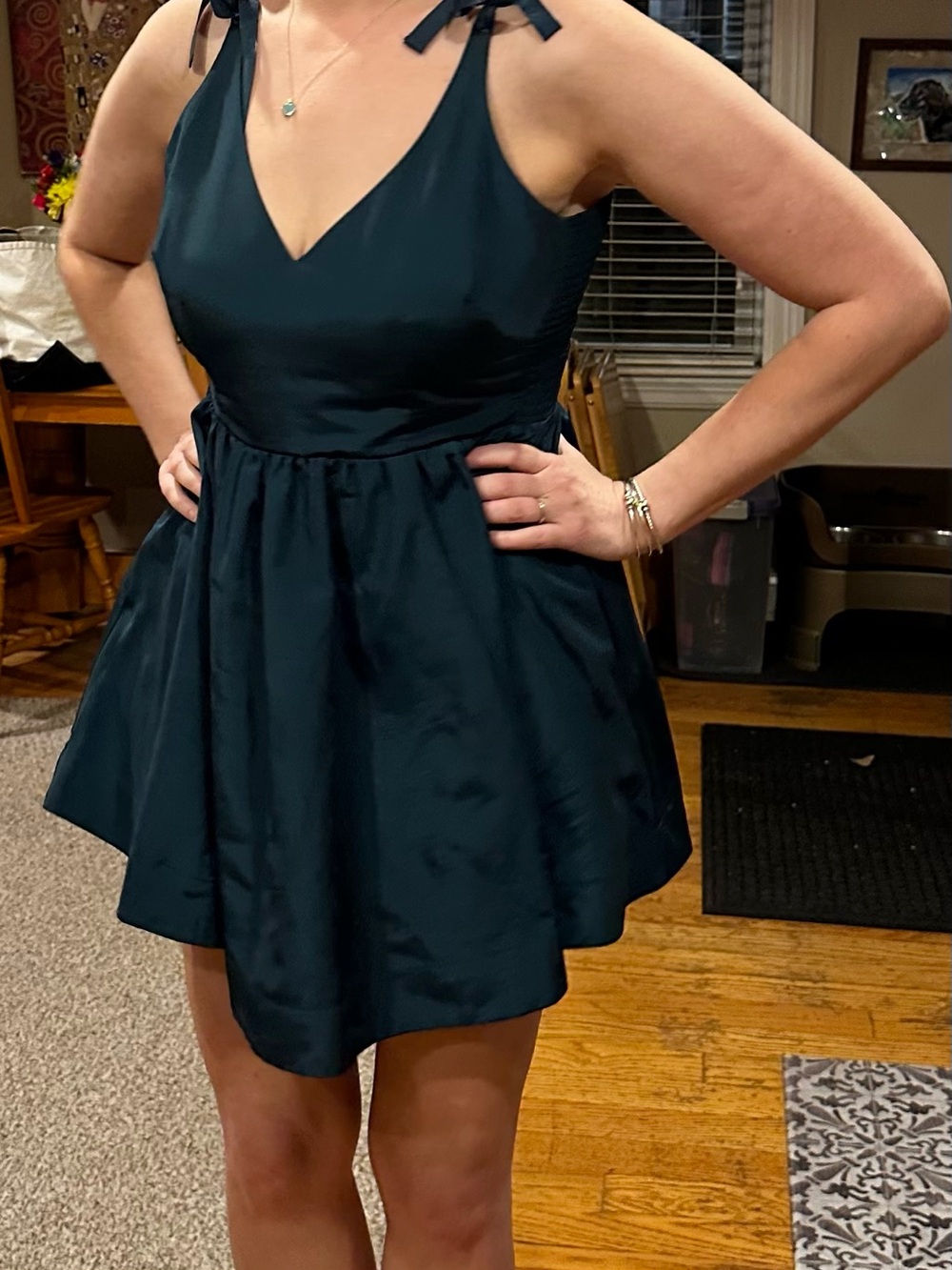 Mini dark green dress
